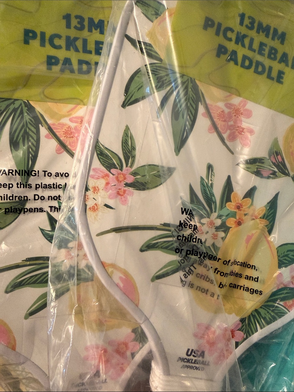 13mm Pickleball Paddle – Floral White Design